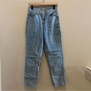 American Eagle Outfitters Mom Jean Railroad Striped High Rise Ankle Cotton 4